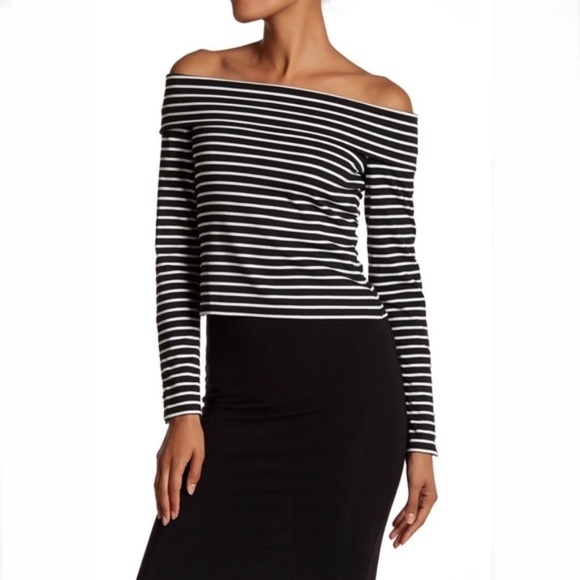 Derek Lam 10 Crosby Striped Off Shoulder Top, Size XS 🔴CLEARANCE🔴 - Picture 1 of 4
